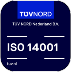 Logo van TÜV NORD Nederland B.V. met ISO 14001 certificering.